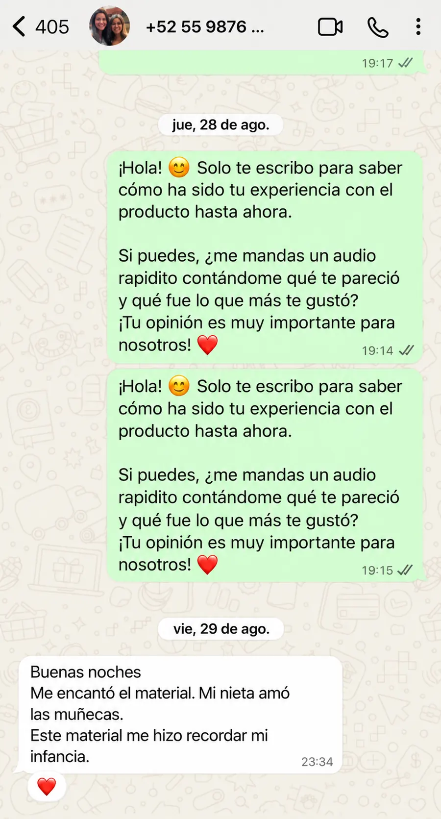 Conversación de una mamá satisfecha 1
