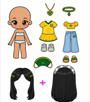 Boneca com vestido amarelo