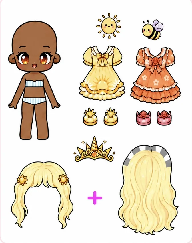 Boneca com vestido amarelo ensolarado