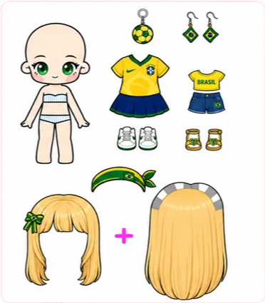 Boneca com uniforme do Brasil