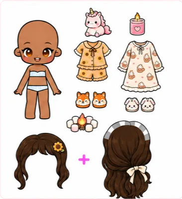 Boneca com camisola de cupcakes